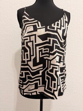 Richard Allan x H&M Silky Camisole Blouse | Geometric Print Satin Tank Top